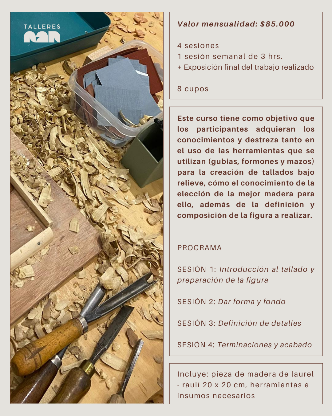 Taller Tallado de Madera en Bajo Relieve